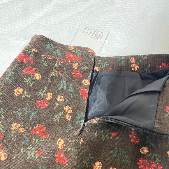 NWT Floral Corduroy A-Line Mini Skirt Brown - XS - Picture 4 of 11